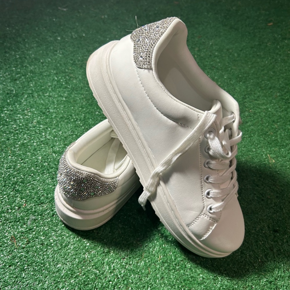 White and Silver Women's Sneakers